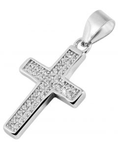 Kreuz Anhänger Silber 925er rhodiniert ohne Halskette Strass Kettenanhänger
