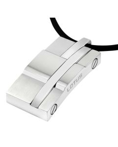 Lotus Style Halskette Leder LS1514-1/2 Edelstahl Anhänger Platte schwarz