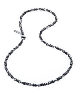 Police Halskette Edelstahl Kette Leder Kreuz Anhänger PJ25535PSS-01