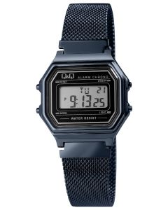 Digital Armbanduhr Q&Q Uhr Meshband blau M173J031Y