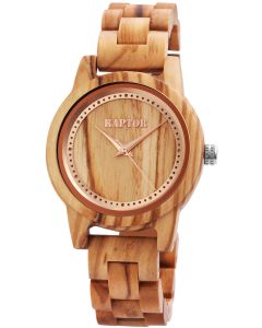 Holzuhr Armbanduhr Unisex Dunkelbraun Raptor Uhr Datum